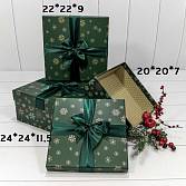 Коробка 24*24*11,5 см "Снежинки" зеленая