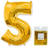 Цифра "5" - золото в упак/ Flexmetal