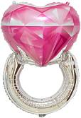 Кольцо с бриллиантом, Сердце розовое 32"/81 см (Китай) 17537