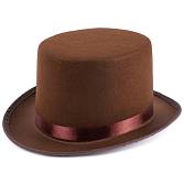 Шляпа "Цилиндр" коричневая, фетр /6232316