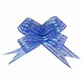 Текстильный бант-бабочка Тонкие полосы, Синий 10 см./6231133
