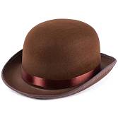 Шляпа "Котелок" коричневая, фетр /6232318