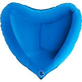 Сердце фольга Синие 92 см с гелием